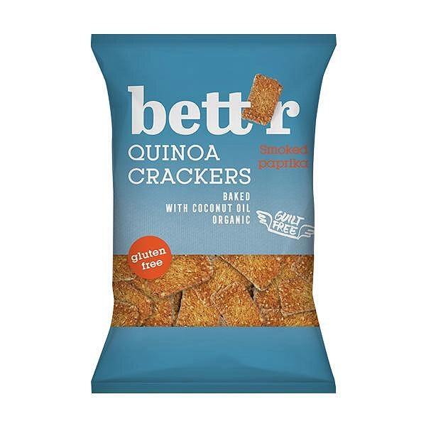 Био Крекери Киноа с Опушен Червен Пипер, БЕЗ ГЛУТЕН, Bett'r, 100g